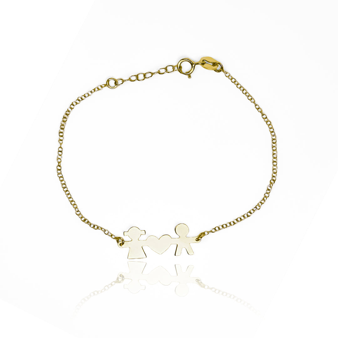 Pulsera bebe Siblings love elaborada en Oro 18K por Joyería Caracas, cuenta con certificado de calidad y garantía de por vida.