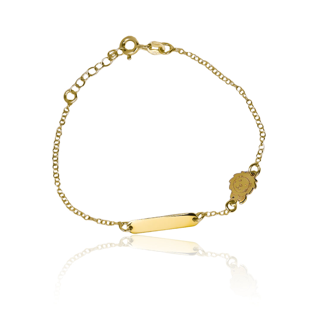Pulsera bebe león II elaborada en Oro 18K por Joyería Caracas, cuenta con certificado de calidad y garantía de por vida.