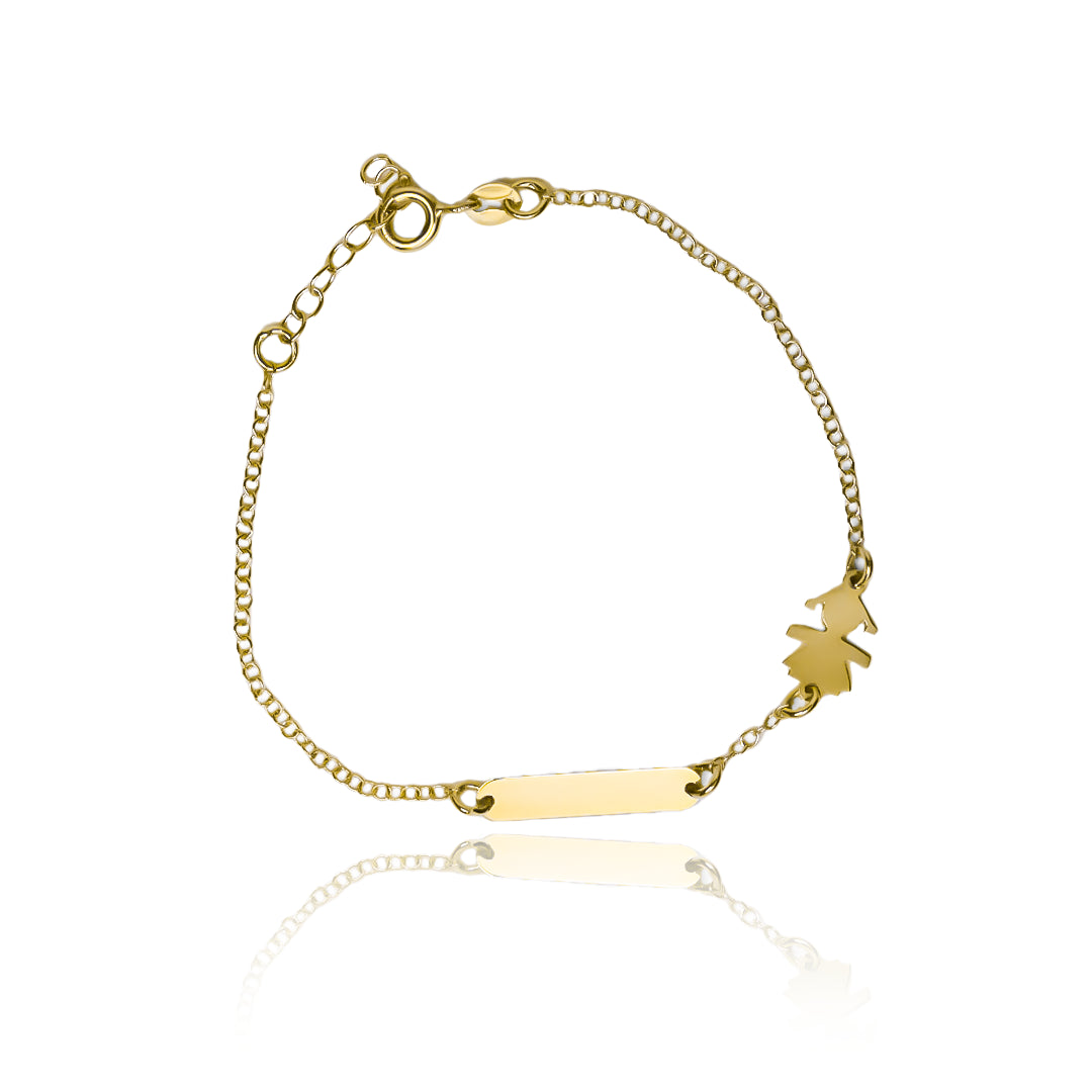 Pulsera bebe niña elaborada en Oro 18K por Joyería Caracas, cuenta con certificado de calidad y garantía de por vida.