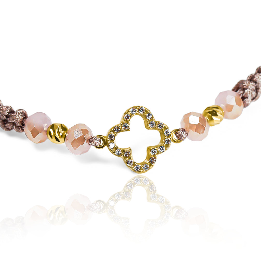 Pulsera Trébol croquis + Esferas #3 facetadas