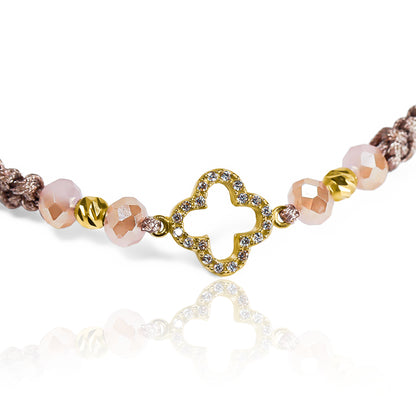 Pulsera Trébol croquis + Esferas #3 facetadas