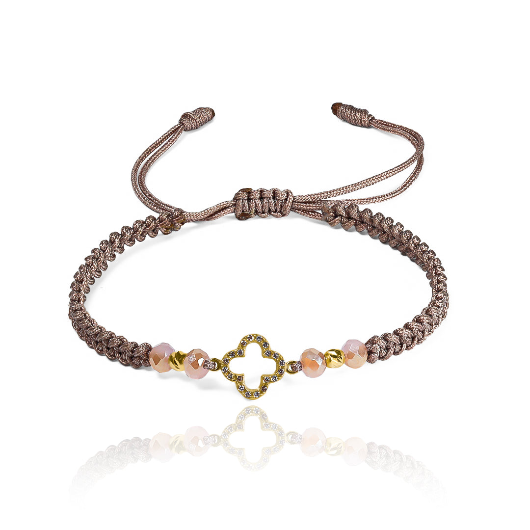 Pulsera Trébol croquis + Esferas #3 facetadas