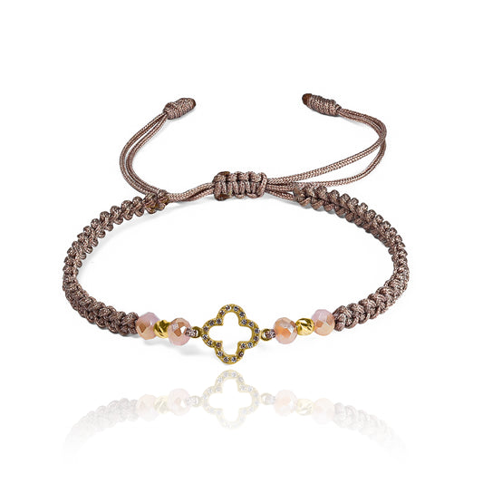 Pulsera Trébol croquis + Esferas #3 facetadas