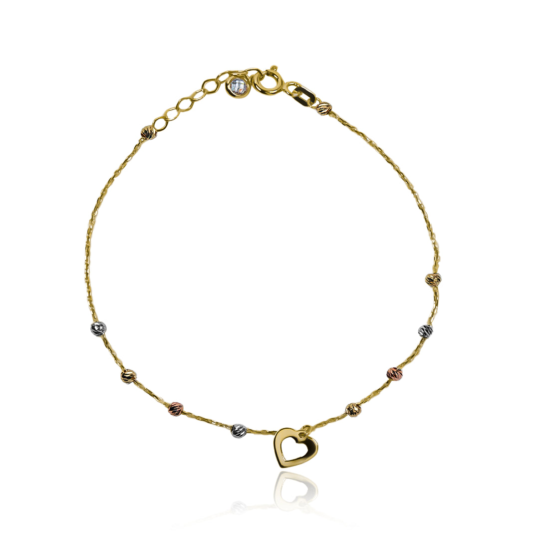Pulsera Esferas 3 oros heart I