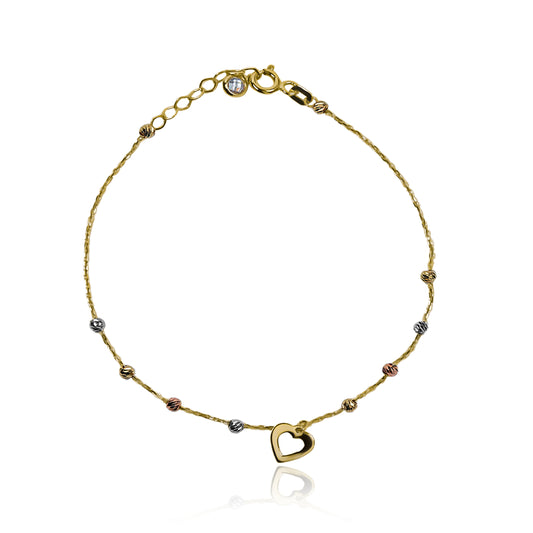 Pulsera Esferas 3 oros heart I