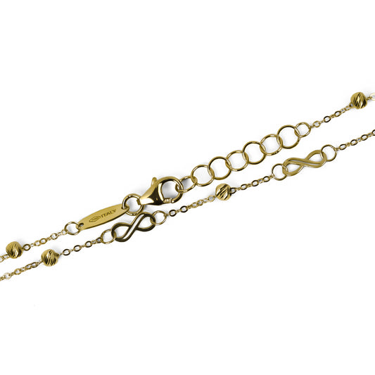 Pulsera infinity spheres fabricada en Oro 18K por Joyería Caracas. Cuenta con una garantía de por vida.