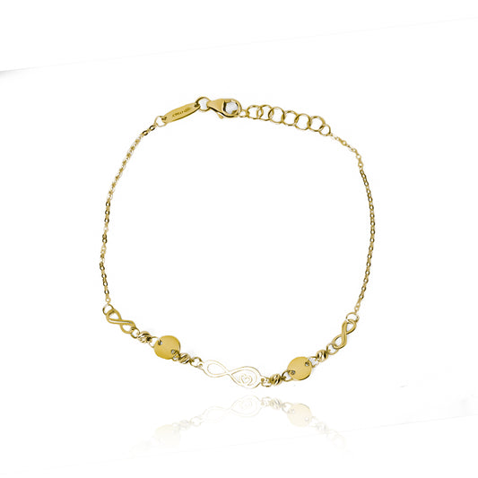 Pulsera infinity heart fabricada en Oro 18K por Joyería Caracas. Con una garantía de por vida.