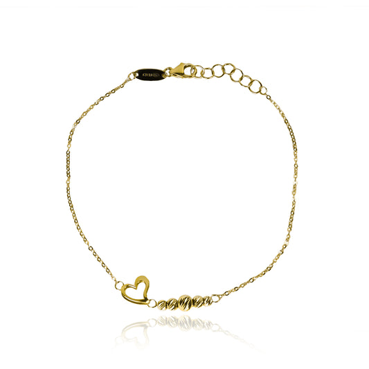 Pulsera spheres and heart. Fabricada en Oro 18K por Joyería Caracas, cuenta con garantía para toda la vida.