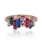 Joyería Caracas con nuestro Anillo Rainbow Baguette. Confeccionado en refinado oro 18k, garantizando su belleza para toda la vida.