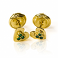 Topitos Corazón doble cristal GREEN. Fabricados en oro 18K por Joyería Caracas y cuenta con garantía de por vida.