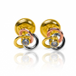 Topitos Espiral aros centro cristal 3 oros de Joyería Caracas fabricados en oro 18K, cuentan con garantía para toda la vida.