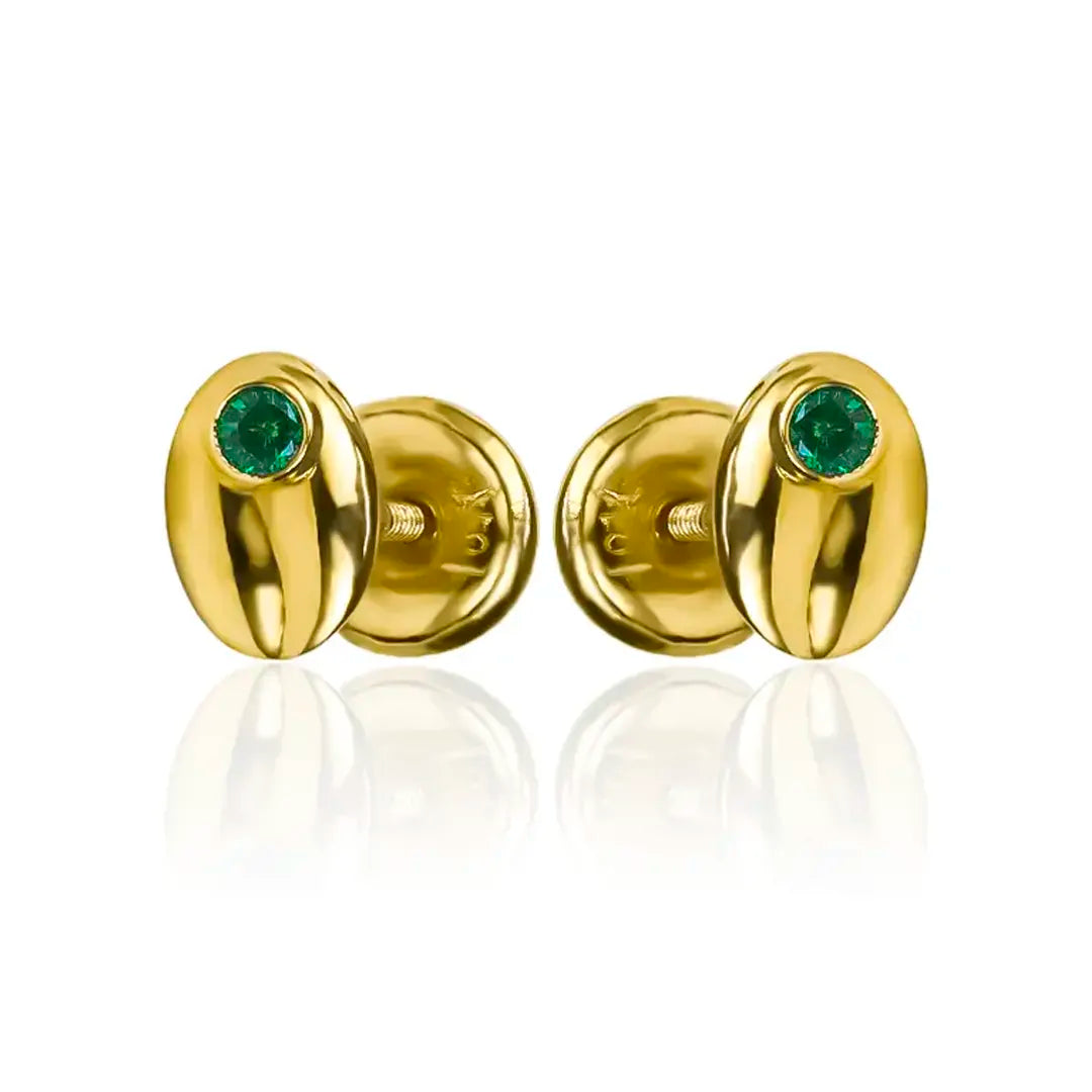 Topitos Grano de café + cristal de oro 18K. Fabricado por Joyería Caracas, este accesorio sofisticado está respaldado por una garantía de por vida.