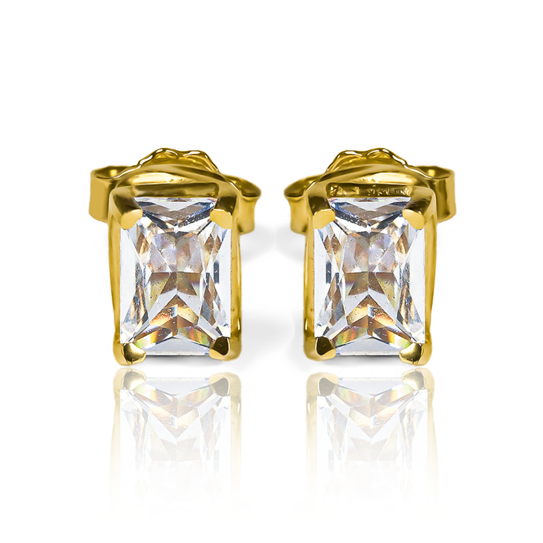 Topitos Silent Spin Baguette II, fabricado en oro 18 quilates por Joyería Caracas, cuenta con una garantía para toda la vida.