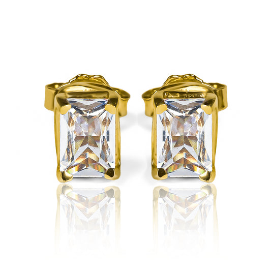 Topitos Silent Spin Baguette II, fabricado en oro 18 quilates por Joyería Caracas, cuenta con una garantía para toda la vida.