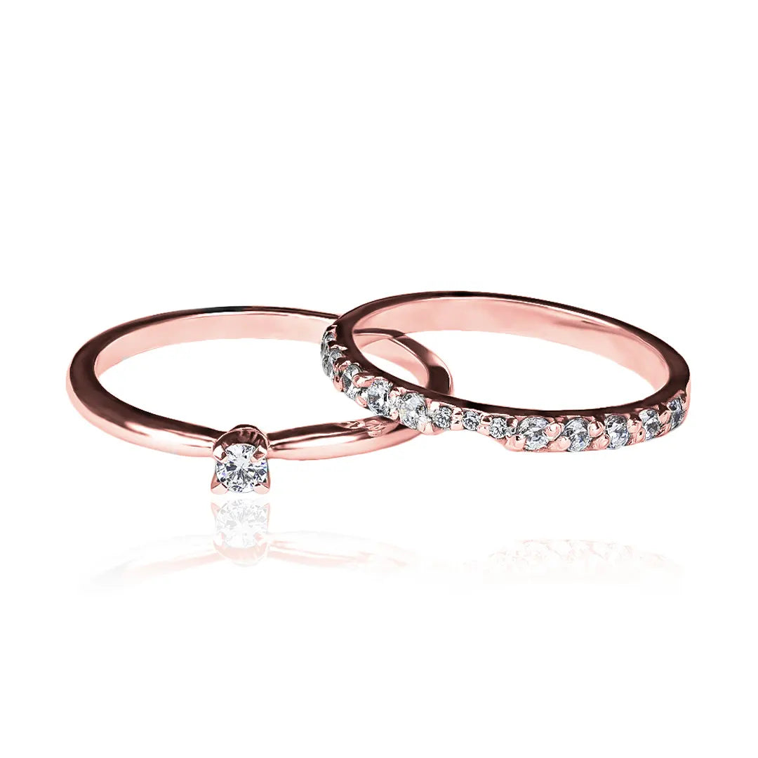 Anillo de compromiso duo perfect match de Joyería Caracas de alto nivel. Fabricado en oro 18k, cuenta con un certificado de calidad y garantía para toda la vida.
