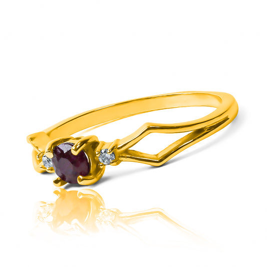 Anillo de compromiso cricket rubí de Joyería Caracas, este hermoso anillo está hecho con oro de 18k, garantizando así su alta calidad y durabilidad.