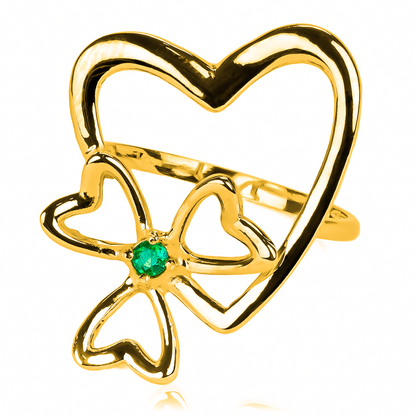 Anillo corazón trébol JC. Hecho con Joyería Caracas y oro 18k,  inversión para toda la vida con nuestra garantía exclusiva.