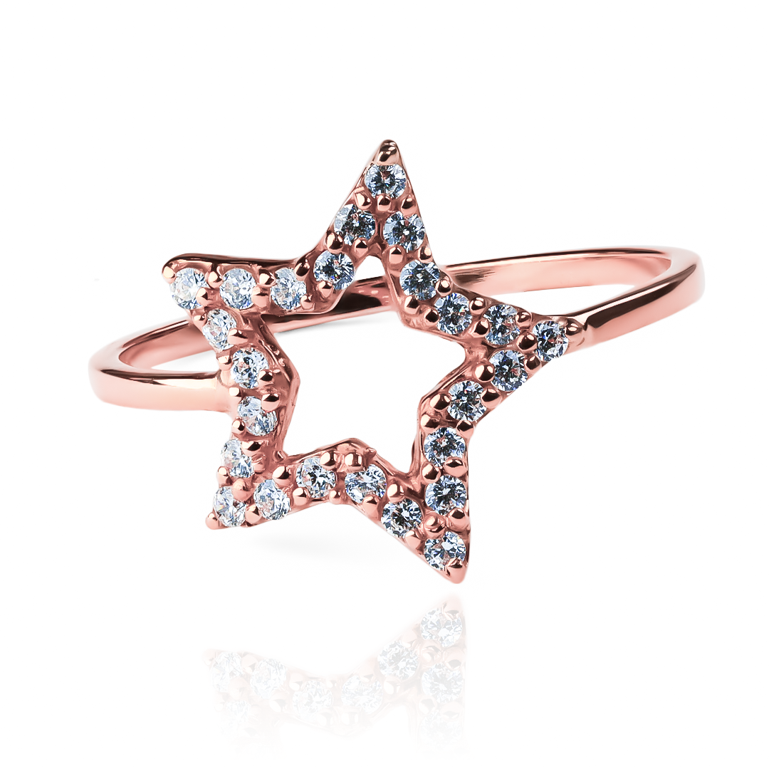 Anillo Cristal Star Ring, fabricado en oro 18k por Joyería Caracas, cuenta con certificado de calidad y garantía de por vida.