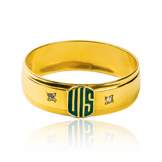 Anillo de cristal minimal UIS fabricado en nuestra Joyería Caracas, elaborado en oro 18K. Con garantía de por vida.