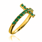 Anillo cruz cristal L verde de Joyería Caracas. Confeccionado en oro 18k y con garantía para toda la vida.