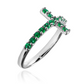 Anillo cruz cristal L verde de Joyería Caracas. Confeccionado en oro 18k y con garantía para toda la vida.