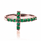 Anillo cruz cristal L verde de Joyería Caracas. Confeccionado en oro 18k y con garantía para toda la vida.