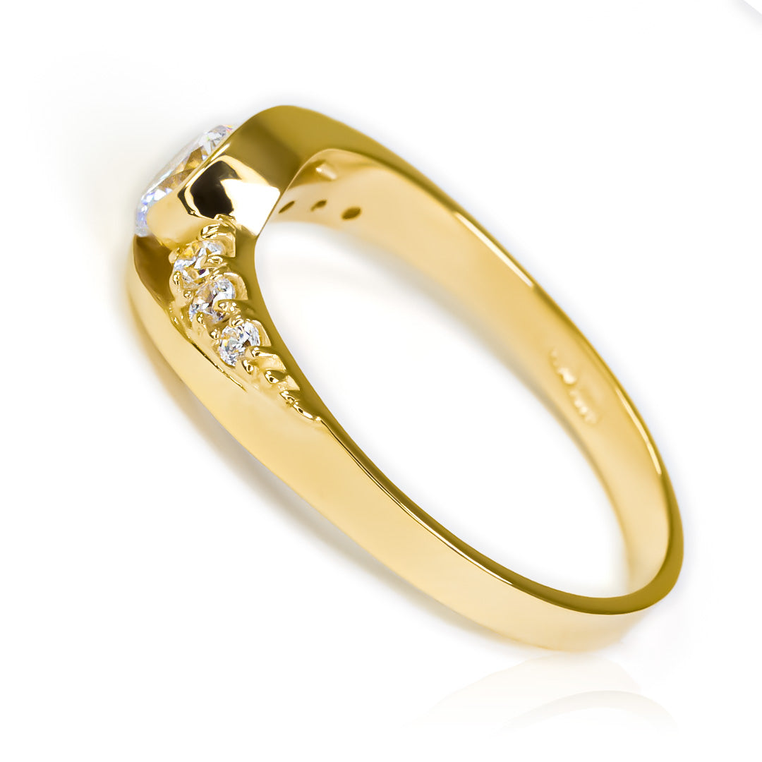 Anillo de compromiso Crystal Wave. Fabricado en oro 18k de Joyería Caracas viene acompañado de un certificado de calidad y garantía de por vida.