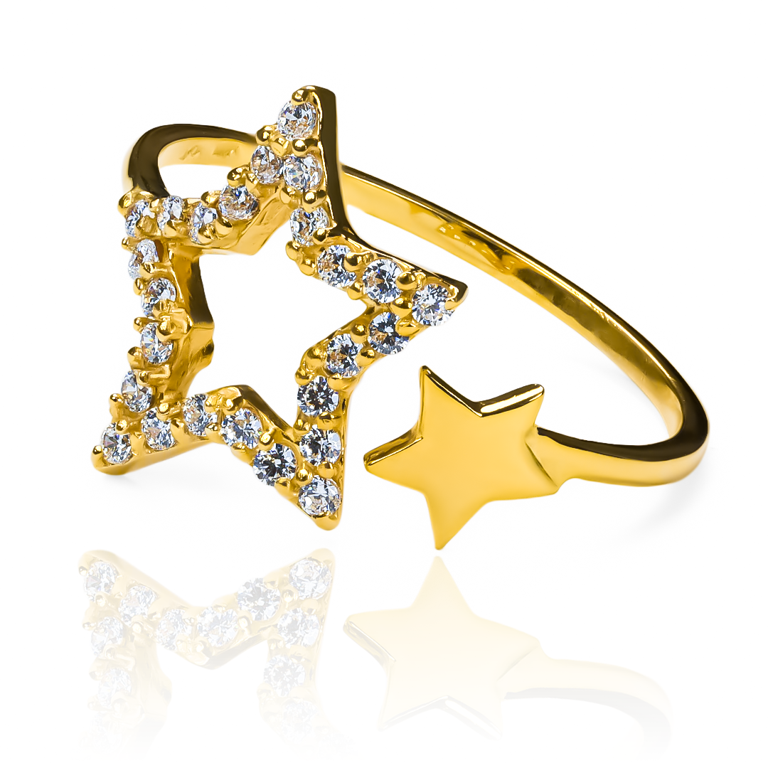 Anillo Double Star es una pieza exclusiva de Joyería Caracas, elaborada con oro 18k de la más alta calidad, respaldado por una garantía de por vida. 