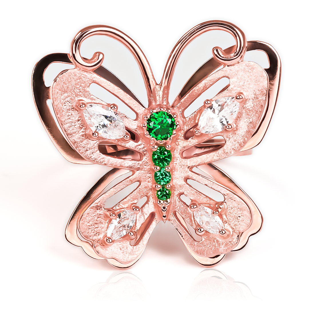Anillo jardín de mariposas JC es una verdadera joya de la mundialmente reconocida Joyería Caracas. Hecho con oro de 18k, cuenta con garantía de por vida. 
