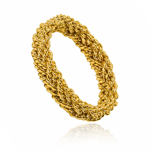 Joyería Caracas con nuestro anillo lazos entorchados de oro 18k. Diseñado con maestría y elegancia, cuenta con garantía de calidad y sofisticación en cada detalle.