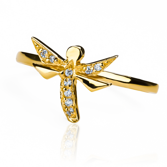 Anillo libélula S, una joya de Oro 18k de la exclusiva Joyería Caracas. Disfruta de la garantía que te ofrece la joyería y lleva la elegancia y sofisticación en tus manos.