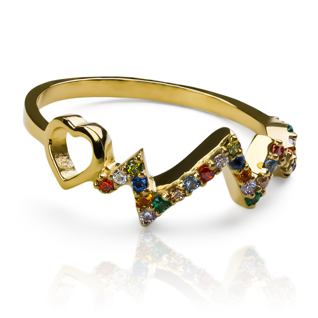 Anillo multicolor heart beat te robará el corazón. Hecho con oro 18k, esta Joyería Caracas es el epitome de lujo y estilo. Con una garantía para toda la vida.