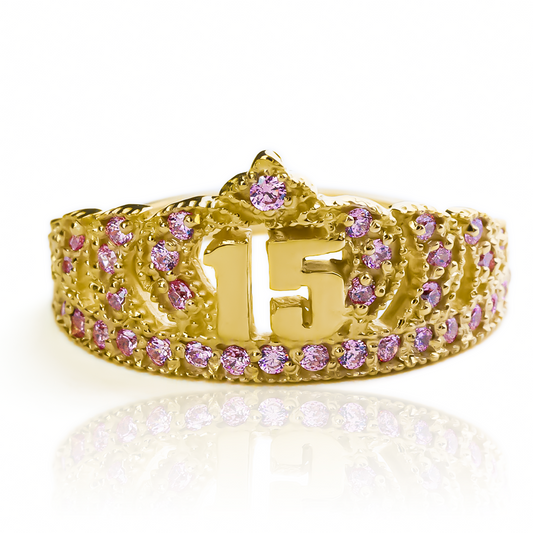 Anillo Pink Crown, fabricado en oro 18k por Joyería Caracas, cuenta con certificado de calidad y garantía de por vida.