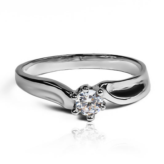Anillo de compromiso wavy. Hecho en Joyería Caracas, este elegante anillo de oro 18k viene con un certificado de calidad y garantía de por vida.