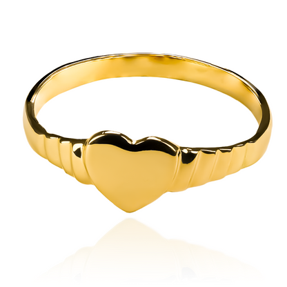 Anillo Corazón Valiente, elaborado en oro 18k por Joyería Caracas, cuenta con certificado de calidad y garantía de por vida.