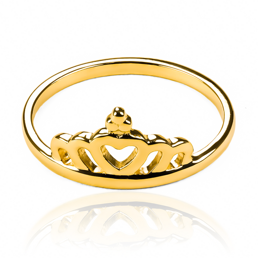 Anillo Corona BDC, fabricado en oro 18k por Joyería Caracas, cuenta con certificado de calidad y garantía de por vida.