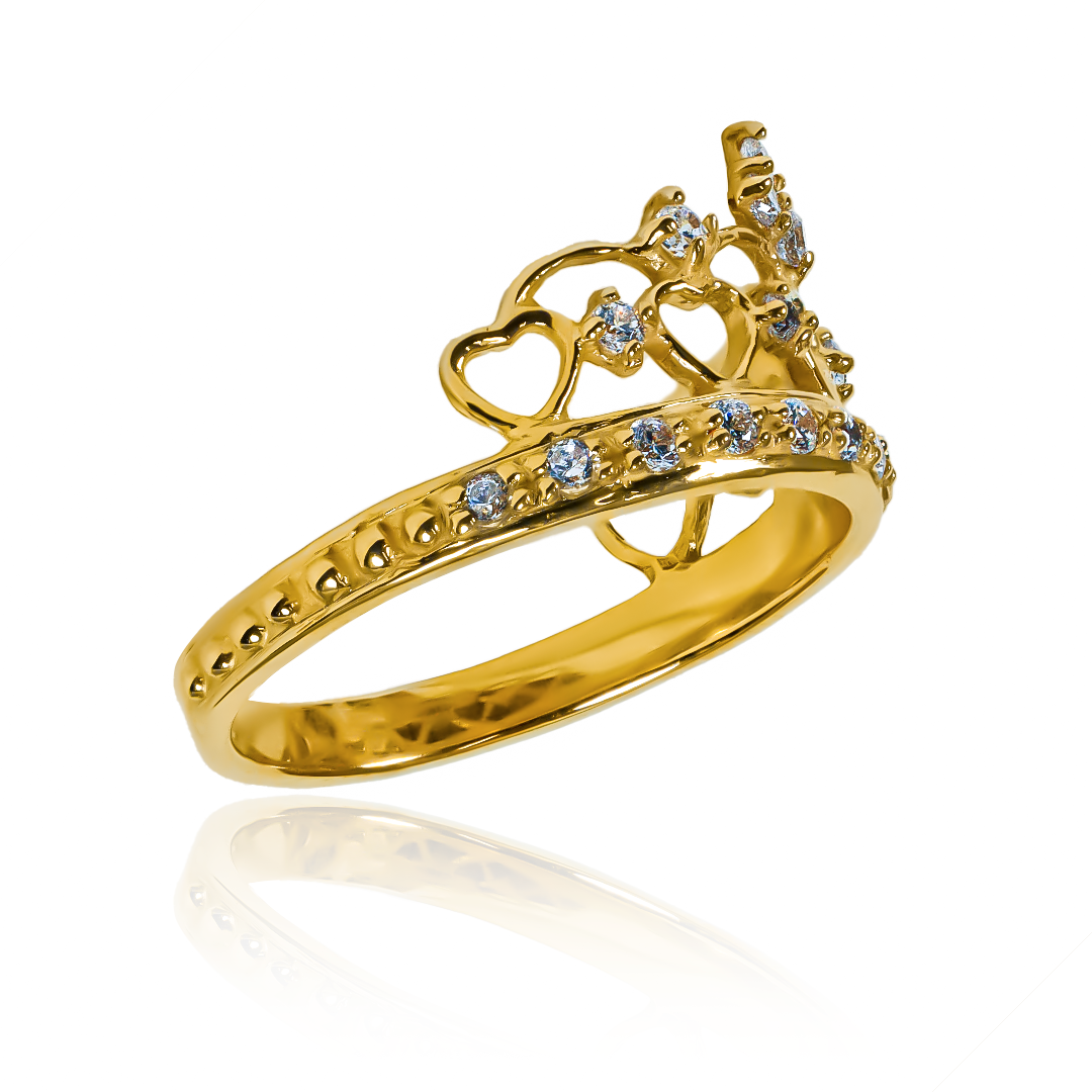 Anillo Corona Heart, fabricado en oro 18k por Joyería Caracas, cuenta con certificado de calidad y garantía de por vida.
