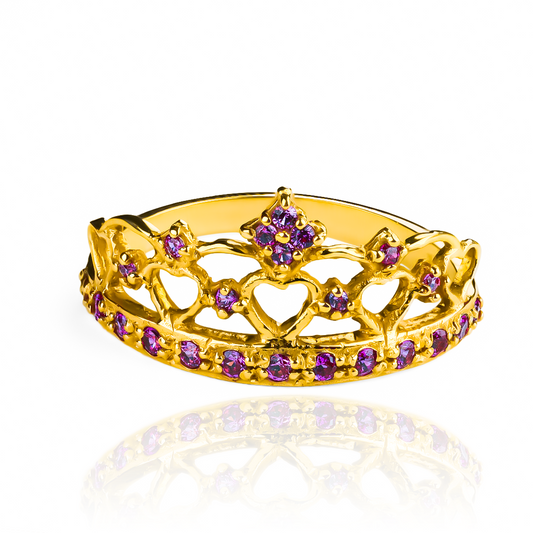 Anillo Corona Heart II, fabricado en oro 18k por Joyería Caracas, cuenta con certificado de calidad y garantía de por vida.