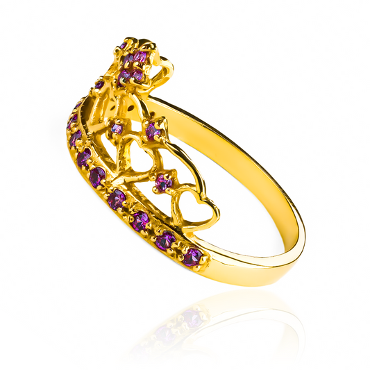 Anillo Corona Heart II, fabricado en oro 18k por Joyería Caracas, cuenta con certificado de calidad y garantía de por vida.