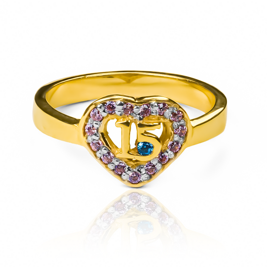 Anillo Heart15, fabricado en oro 18k por Joyería Caracas, cuenta con certificado de calidad y garantía de por vida.