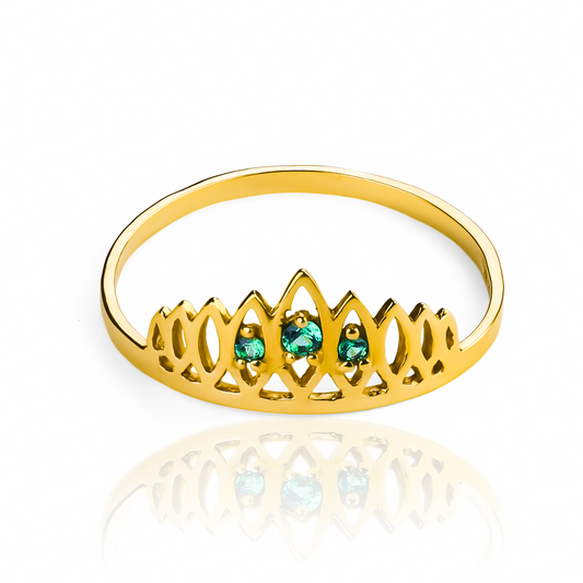 Anillo Lengua de Fuego, fabricado en oro 18k de Joyería Caracas, también cuenta con certificado de calidad y garantía de por vida.