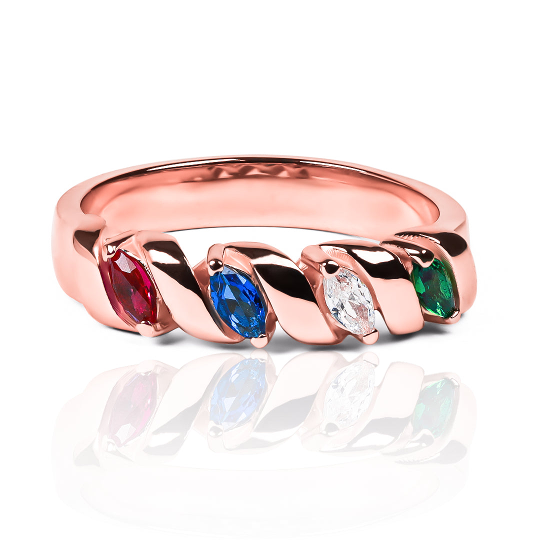 Anillo Aurora fabricado en oro de 18k por Joyería Caracas. Cuenta con un certificado de calidad y garantía de por vida.