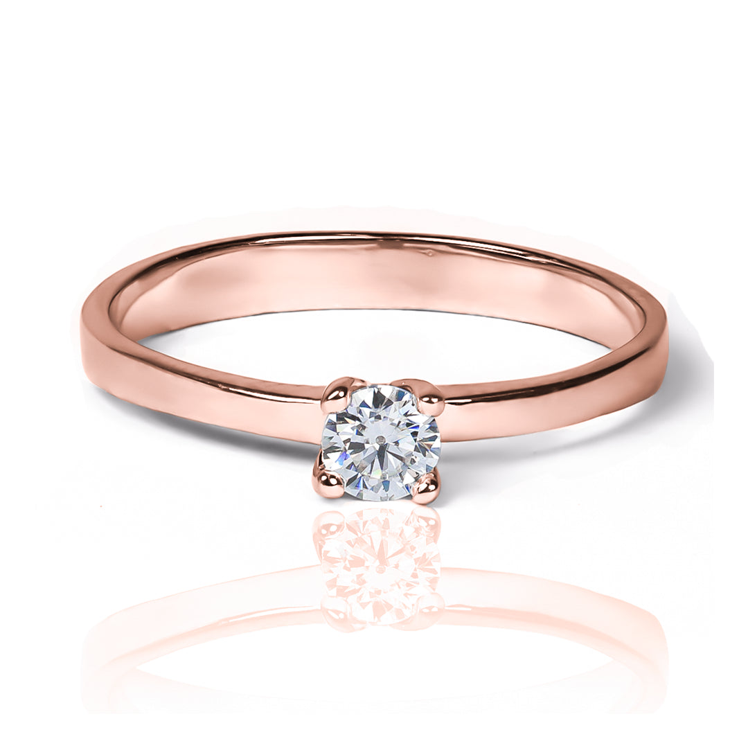 Anillo Piramid Mini Moissanite 3.50mm, fabricado en oro 18k, viene acompañado de un certificado de calidad y garantía de por vida.