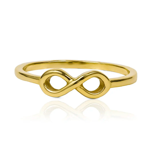Anillo Infinity, elaborado en oro 18k por Joyería Caracas, cuenta con certificado de calidad y garantía de por vida.