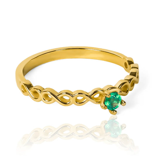 Anillo lazos Infinitos fabricada en oro 18k por Joyería Caracas, cuenta con certificado de calidad y garantía de durabilidad por toda la vida.