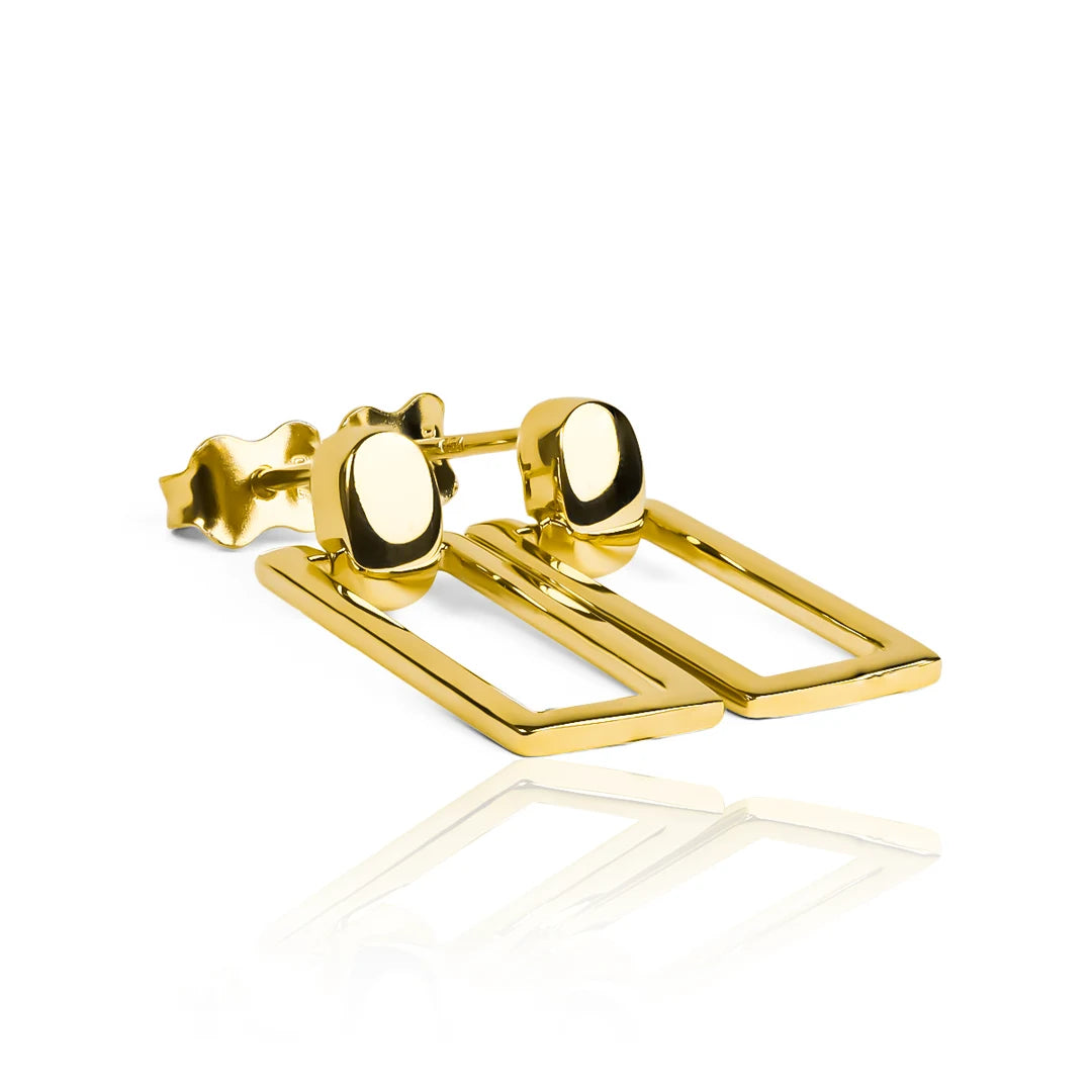 Arete Rectángulo, elaboradas en oro 18k por Joyería Caracas. Además, cuenta con una garantía para toda la vida, asegurando su calidad y durabilidad.