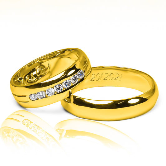 Argollas de matrimonio Carré Classic, fabricados en oro 18k por Joyería Caracas, vienen con un certificado de calidad y garantía para toda la vida.