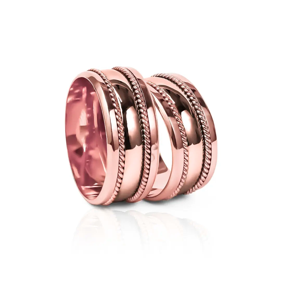Half round wound wedding rings