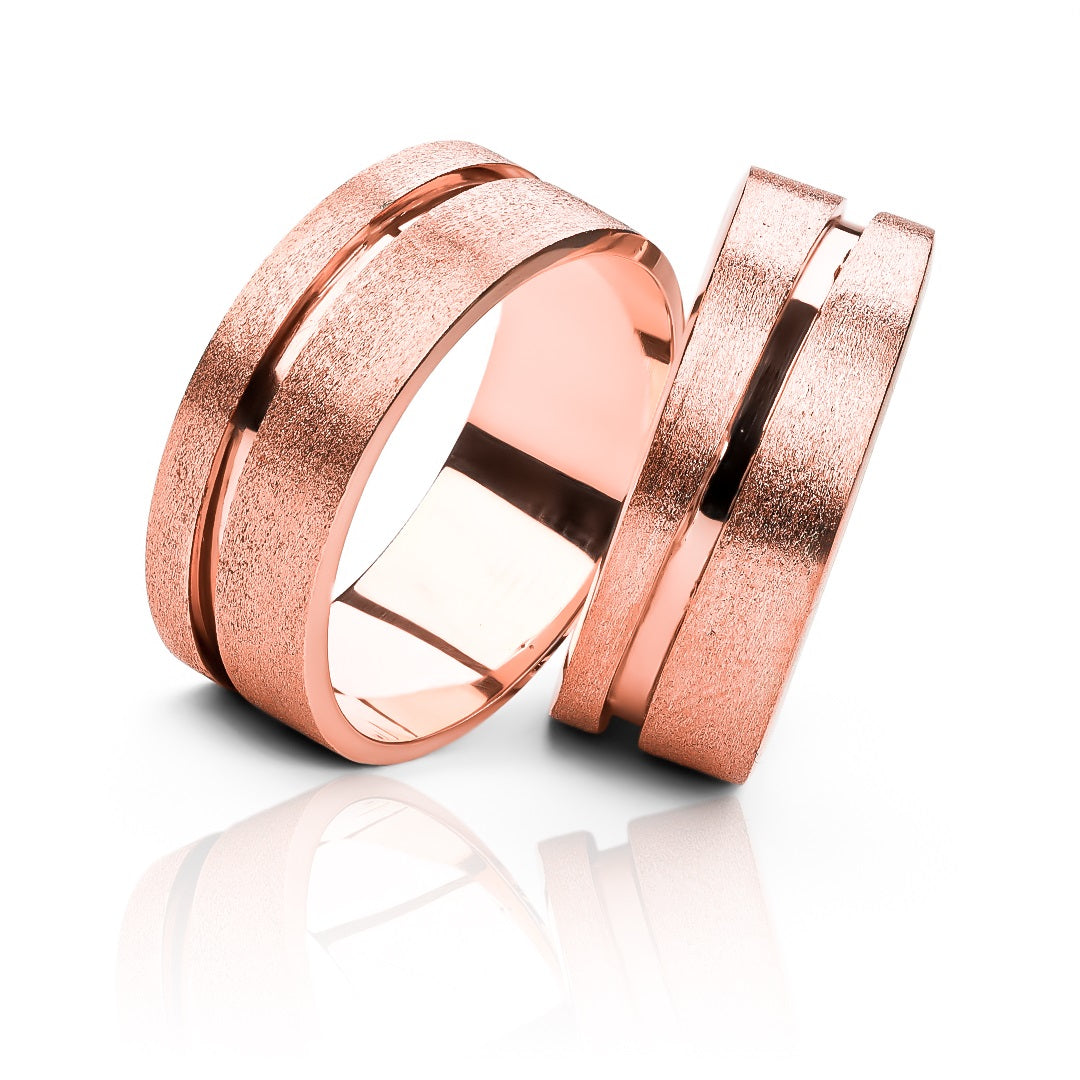 Argollas de matrimonio Almas Gemelas, fabricadas en oro 18k de Joyería Caracas, cuentan con certificado de calidad y garantía de por vida.