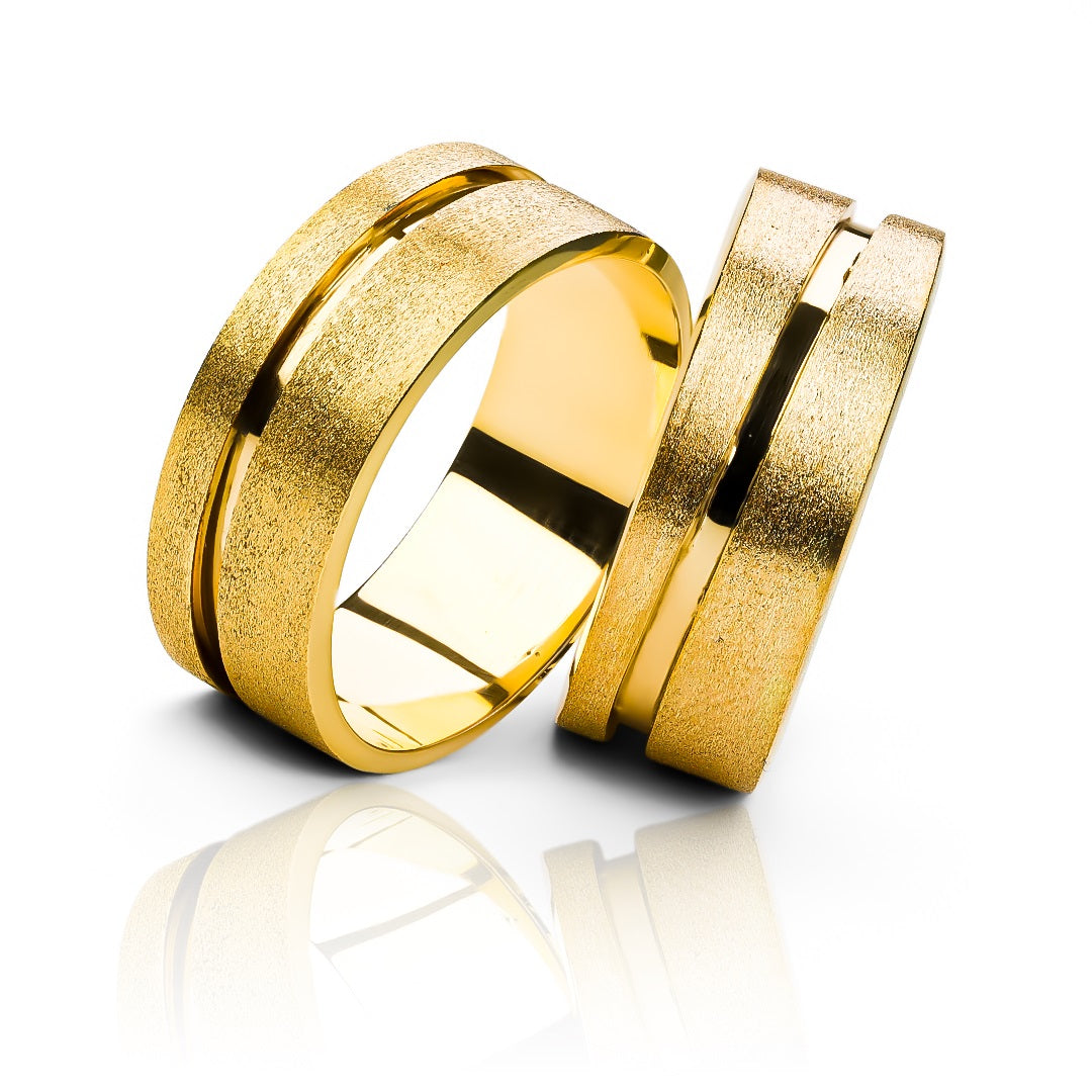 Argollas de matrimonio Almas Gemelas, fabricadas en oro 18k de Joyería Caracas, cuentan con certificado de calidad y garantía de por vida.